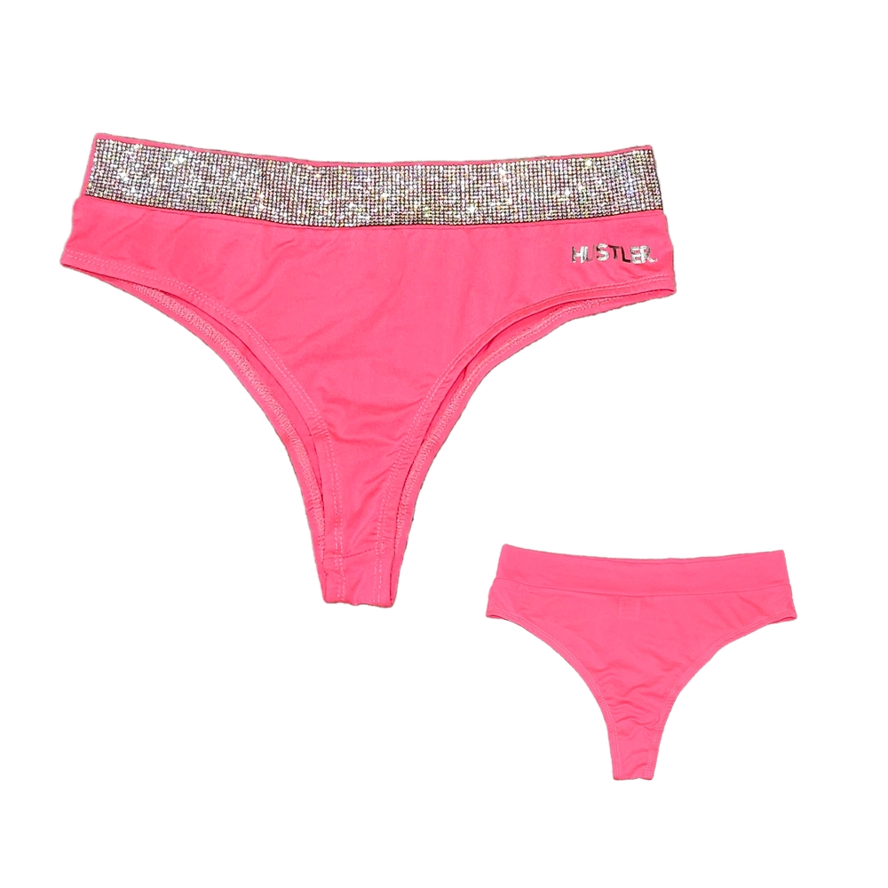 NWOT HUSTLER HOLLYWOOD Rhinestone Waistband Cheeky Coverage Dance Bottom/Panty